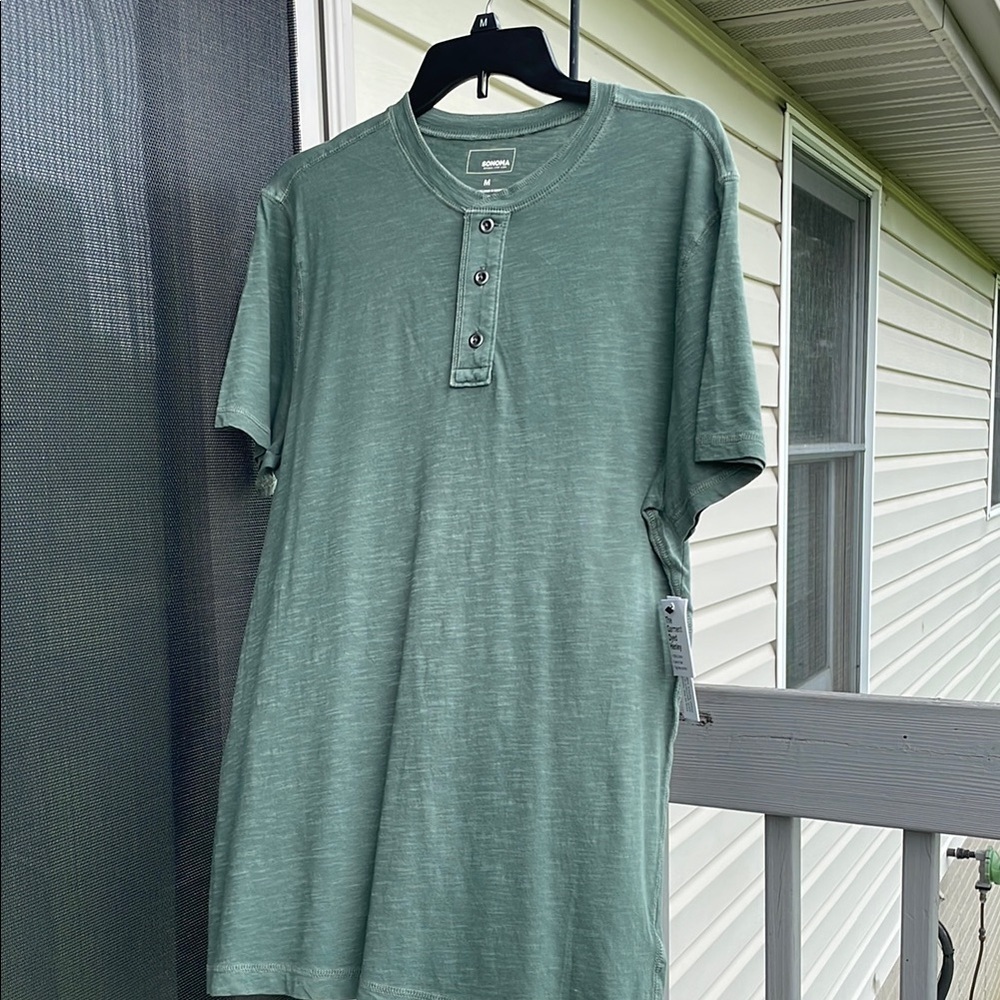 Sonoma Sage Green Short Sleeve Henley